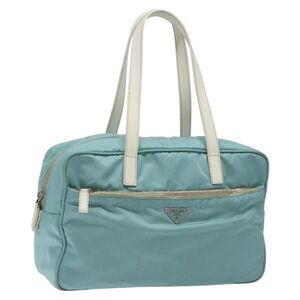 Prada Vintage Handbag Tessuto Blue Nylon Handbag (Pre-Owned)